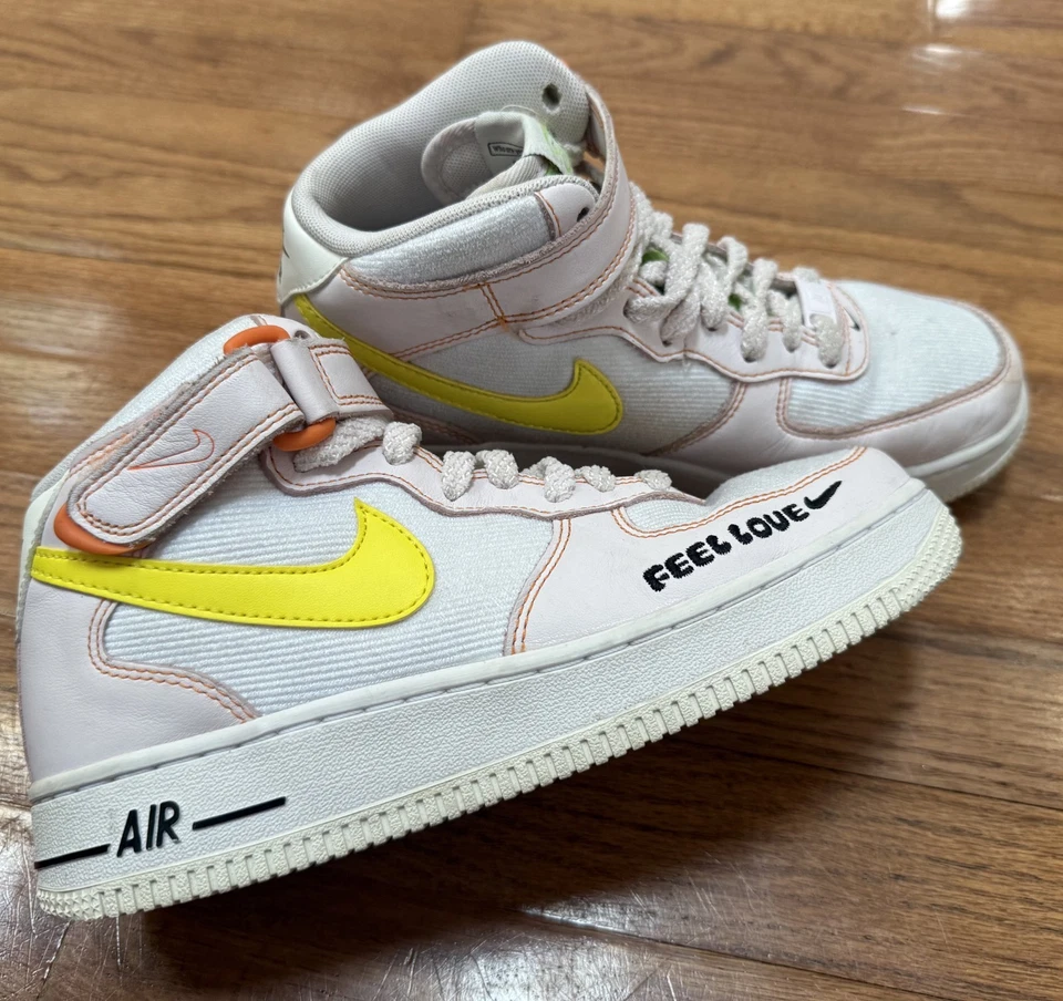 Nike Air Force 1 Feel Love White Yellow Pink High Top Sneakers Shoes Women's 7 - Image 1 of 4