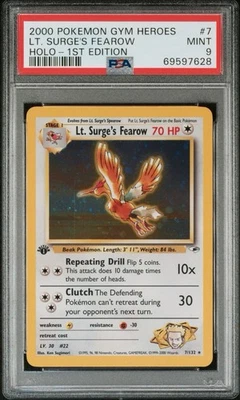 2000 Pokemon Lt. Surge's Fearow 1st Edition Holo Rare Gym Heroes PSA 9 MINT WOTC - Image 1 of 3