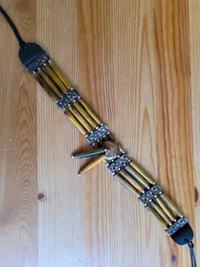 Büffelknochen 4-zeiliges Halsband Perlen Stamm Indianer Halskette holzig braun - Bild 1 von 3