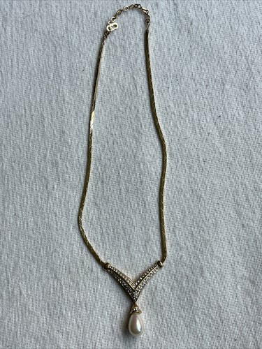 Collana Perla Finta Goccia Christian Dior Tono Oro