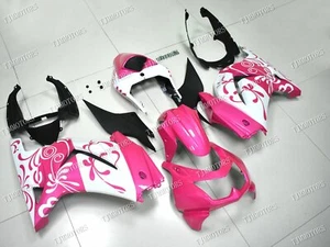 For 2008-2012 Ninja250 White Pink ABS Injection Mold Bodywork Fairing Kit Panel - Picture 1 of 9