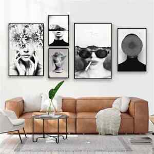 Abstract Women Poster Black and White Fashion Prints Sexy Woman Canvas Painting 