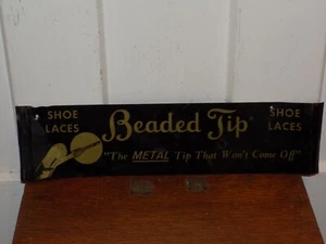 Vintage Beaded Tip Shoe Laces Tin Sign - Picture 1 of 4