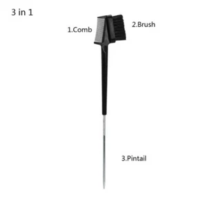 3 IN 1 KANTENSTIL PINSEL, KAMM, ZIESENSCHWANZ (ZUFÄLLIGE FARBE) SCHNELLER VERSAND - Bild 1 von 6