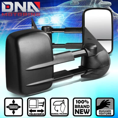 For 2007-2014 Silverado Sierra 1500 2500 350 Extendable Manual Tow Towing Mirror - Image 1 of 4