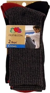Fruit Of The Loom Boys 2 Pack Soft Rugged Crew Socks - Picture 1 of 4