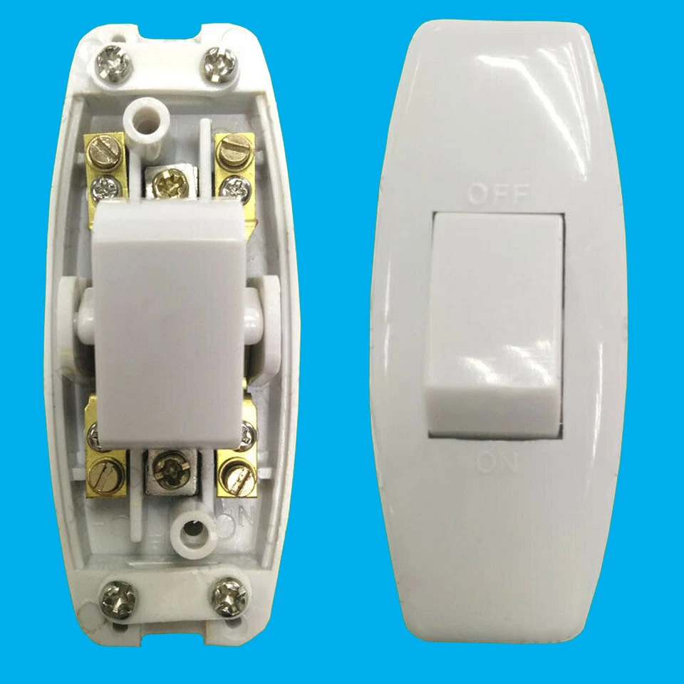 6A Plug Through Switch 3 Core Inline On/Off Rocker Switch, Flex Cord, Table Lamp - Image 1 of 2