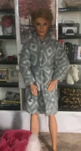 Barbie Clothes for Ken Doll Gray Fleece Robe & Gray Cotton Pajama Boxers - Picture 1 of 4