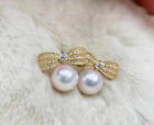 Wunderschöner 7-8 mm Südsee Rund Weiß Perle Ohrring 14k Gold P