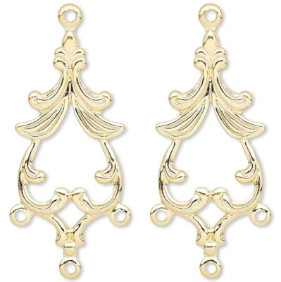 Gota, 10 Latón Chapado en Oro 27x13mm Pala Araña Pendiente Conector con Lazos Foto 1 de 4