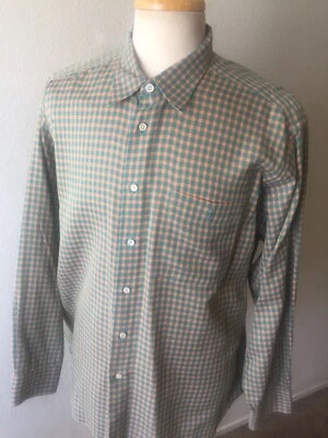 Mens XL Saks Fifth Avenue Long Sleeve Button Up Plaid Orange/green Foto 1 de 4