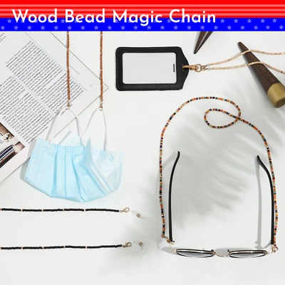 Máscara facial Chan Metal Cuero Cuentas Correa Soporte Portador Cordón Gafas Foto 1 de 4