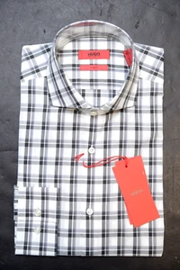 Hugo Boss Men's Jason Slim Fit Gray/Black Check Cotton Dress Shirt 38 15 - Picture 1 of 6