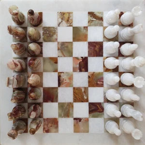 "Modern Onyx Natural Stone Chess Set – Elegant Indoor Chess Game Board, Perfect  - Picture 1 of 10
