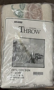 Vintage Sears 100% Reversible Cotton Grandma Throw Blanket 50x60 Handcrafted - Picture 1 of 11