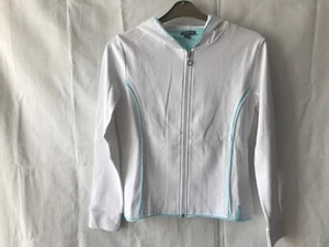 LADIES GIRLS WHITE HOODIE ZIP SWEATSHIRT WITH BLUE PIPE SIZE12 NO:38 - Picture 1 of 12