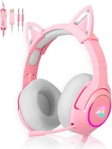 Aimzone Cat Ear Gaming Headset with Noise Cancelling Over Ear Headphones - Picture 1 of 7
