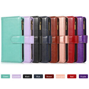 Zipper Leather Flip Book Purse Phone Case For iPhone 6S 7 8 11 Pro 12 Mini XR SE