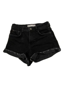 Zara Trafaluc Denim Jean Shorts Womens Size 00 22” Waist Black EUC Cute - Picture 1 of 5