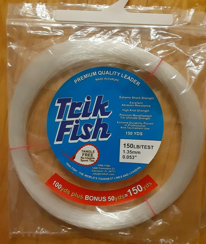 150 LB prueba TRIK peces agua salada MONO LÍDER TRANSPARENTE 150 YD Foto 1 de 1