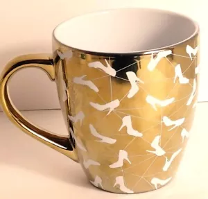 Gold Mirrored White High Heel Print Mug With Handle - Picture 1 of 7