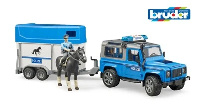 Bruder Spielzeug 02588 Land Rover Polizeifahrzeug Pferdeanhänger Polizeiauto Neu - Bild 1 von 4
