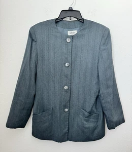 Vintage Collections for Le Suit Damen grau Knopfleiste Karriere Blazer Gr. 16 - Bild 1 von 11