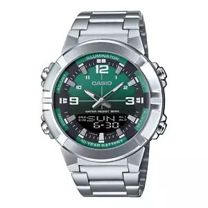 Casio Herren Silber Edelstahl Dual Time Uhr AMW-870DA-3AVDF - Bild 1 von 1