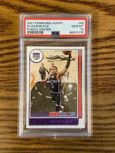 PSA 10 2021 Panini NBA Hoops De'Aaron Fox #88 Purple Winter - Picture 1 of 2