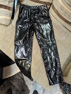 H&M womens 10 black shiny pleather vinyl faux leather sexy pants