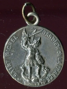 De colección Francés Católico San Miguel Tono Plata Medalla Religiosa Fecha Guerra 1914-1915 - Imagen 1 de 2