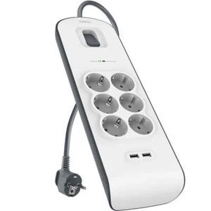 Überspannungsschutz-Steckdosenleiste 650J Belkin 6x AC EU Schuko + 2x USB-A - Bild 1 von 5