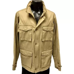 Chaps Ralph Lauren Men Khaki SAFARI Jacket Cotton FLANNEL Lined FIELD Coat M - Picture 1 of 12