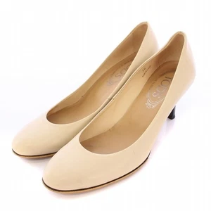 Tod'S Pumps Round Toe High Heels Leather Beige /Bb Women - Picture 1 of 9
