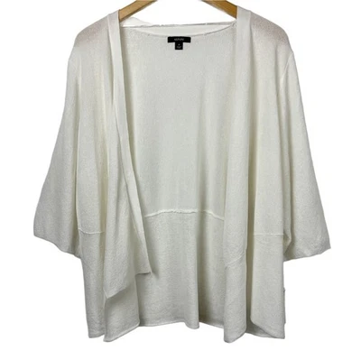 Cárdigan abierto para mujer Alfani Plus 2X blanco con cáscara de huevo nuevo con etiquetas viscosa nailon Foto 1 de 4