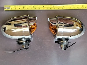 Lot set 2pc Chromed plastic Motorcycle bullet Marker Lights Highway Hawk 68-5011 - Picture 1 of 3