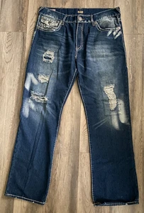 True Religion W/Flap Ricky Super T Big White Stitch Blue Selvedge Gr. 42 Jeans - Bild 1 von 14