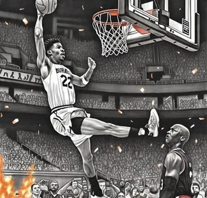 Ja Morant Dunking On Michael Jordan 8x10 Canvas Laminated Print - Picture 1 of 1