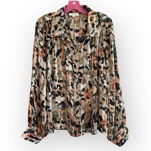ee:some Damen L Langarm Button Down Bluse Mehrfarbig Abstraktes Muster - Bild 1 von 9
