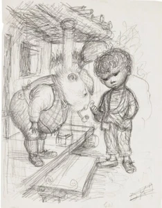 GARTH WILLIAMS~ORIGINAL PRELIMINARY ILLUSTRATION ~UPSIDE OVER - Picture 1 of 2