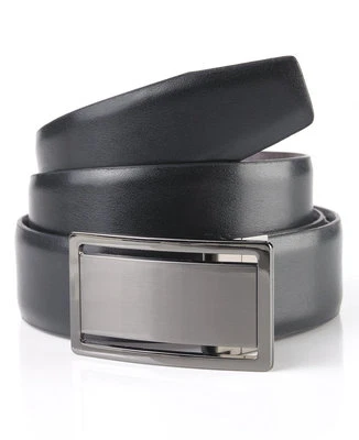 $69 Alfani Mens Black Brown Leather Reversible Plaque Casual Dress Belt Size 38 - Imagem 1 de 4