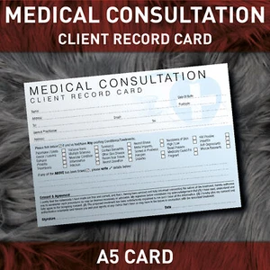 SALON - THERAPIST CLIENT MEDICAL CONSULTATION RECORD CARDS Form PREMIUM A5 Size - Picture 1 of 6