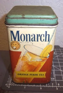 Vintage Monarch Orange Pekoe Tee 4 Unzen Dose, tolle Grafik & Farben, Dose ist leer - Bild 1 von 3