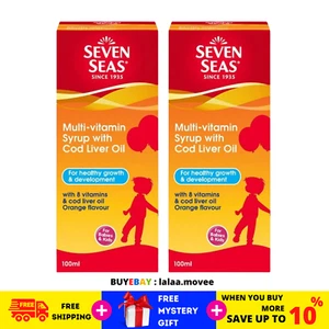 2 X Seven Seas Multivitamin Syrup With Cod Liver Oil Orange Flavor For Kid 100ml - Picture 1 of 7