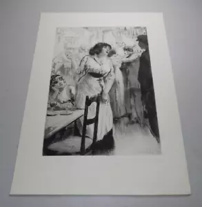 Antiker Druck von 1913 / FRAU IN TAVERNE SPRICHT MIT EINEM MANN - Bild 1 von 1