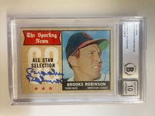 Brooks Robinson Signed 1968 Topps Card #365 Beckett Slabbed Auto 10 Orioles