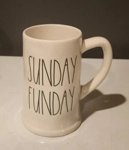 Rae Dunn SUNDAY FUNDAY Beer Cup Mug White Ceramic Football Season 22 oz - Picture 1 of 6