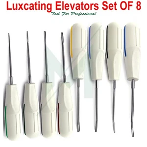 Set Of 8 Luxating Root Elevators Oral Surgery Tooth Extracting Extraction Dental - Picture 1 of 9