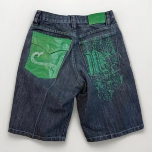 Mister Collection Jean Shorts Men’s (31x13) Tag 32/14 Leather Baggy Embroidery - Picture 1 of 14