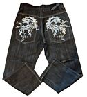 Vintage Y2K Ablanche Black Jeans 36x32 (35x32) Hip Hop NWT Silver Applique Glanz